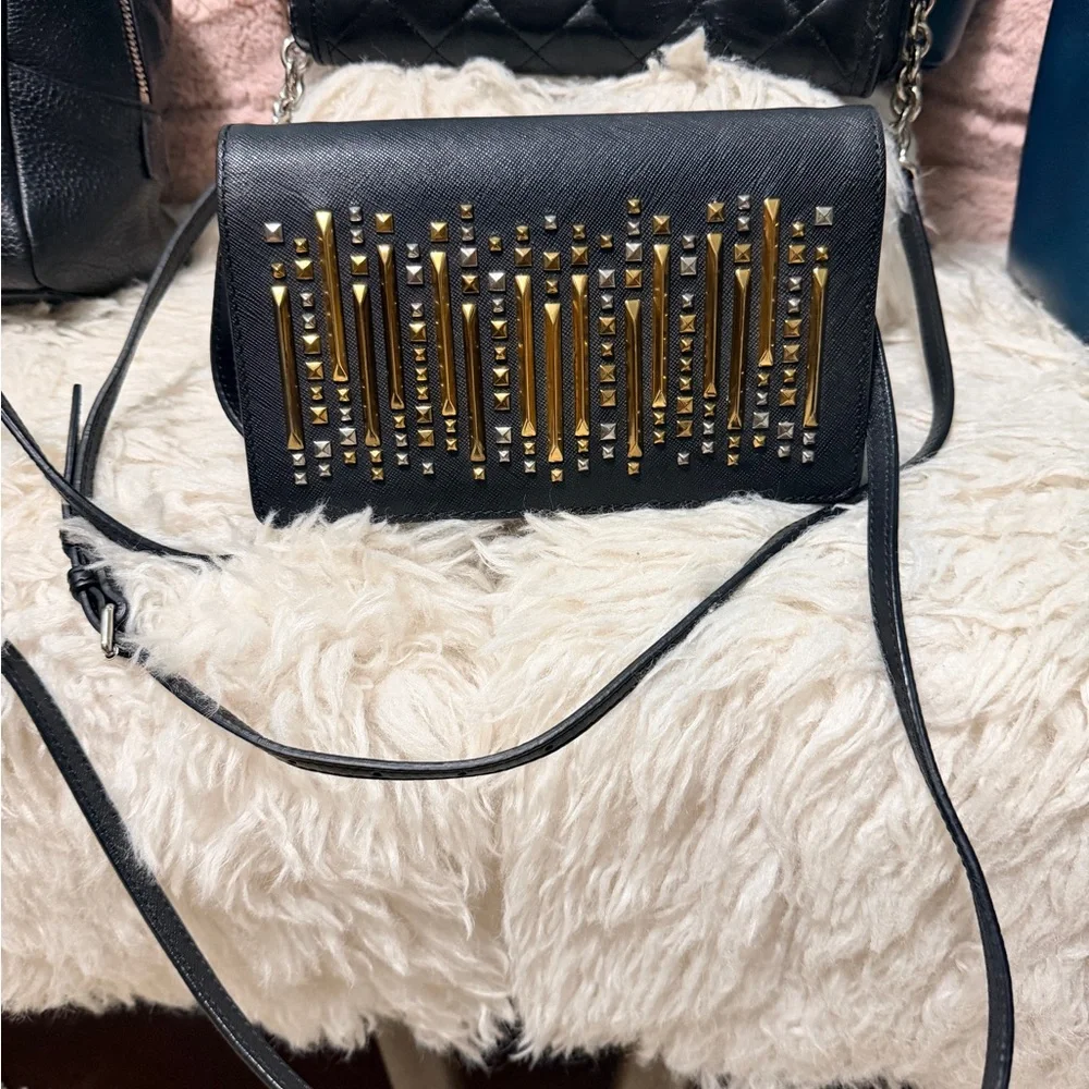 MCM Black Crossbody Bag with gold stud details - Picture 1 of 2
